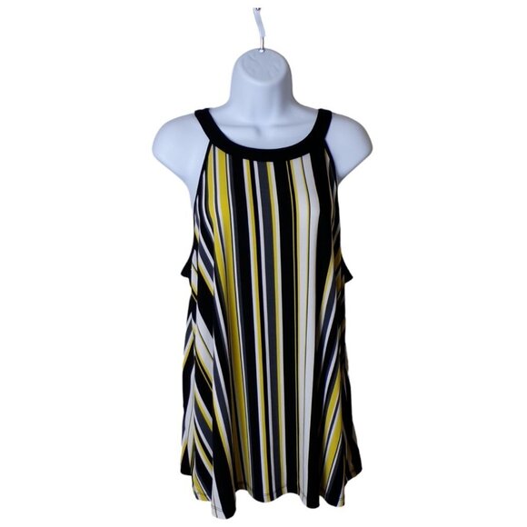 TORRID Blouse Stretch Halter Sleeveless Yellow Black White Sz 0/12/L #443 - Picture 1 of 7